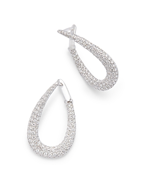 Bloomingdale's Diamond Pave Pear Spiral Hoop Earrings In 14k White Gold, 1.75 Ct. T.w.