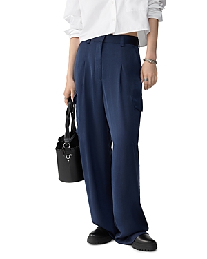 Ba&sh Cary Satin Cargo Trousers In Night Blue