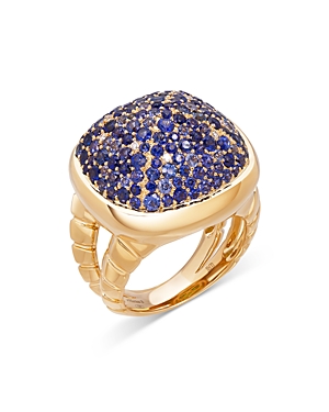 Marina B 18k Yellow Gold Tigella Blue Sapphire Pave Ring In Blue/gold