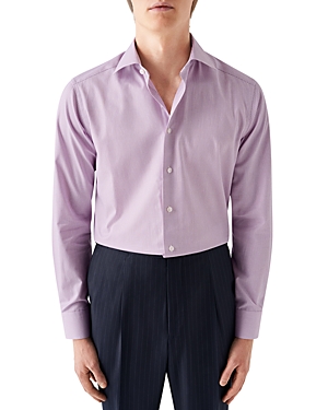 Eton Slim Fit Geometric Pique Button Front Shirt In Pink