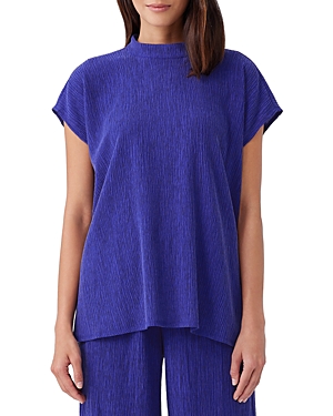 Eileen Fisher Mock Neck Square Top In Blue Violet
