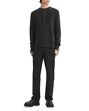 Rag & Bone Garment Dyed Waffle Henley In Black