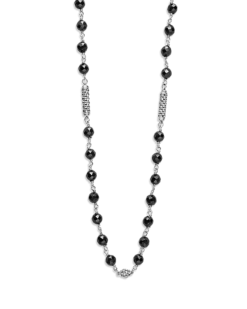 Lagos Caviar Icon Ceramic Beaded Necklace In Black/silver