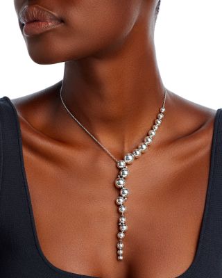 Sterling Silver Moonlight Grapes Ball Cluster Lariat Necklace, 17.32"