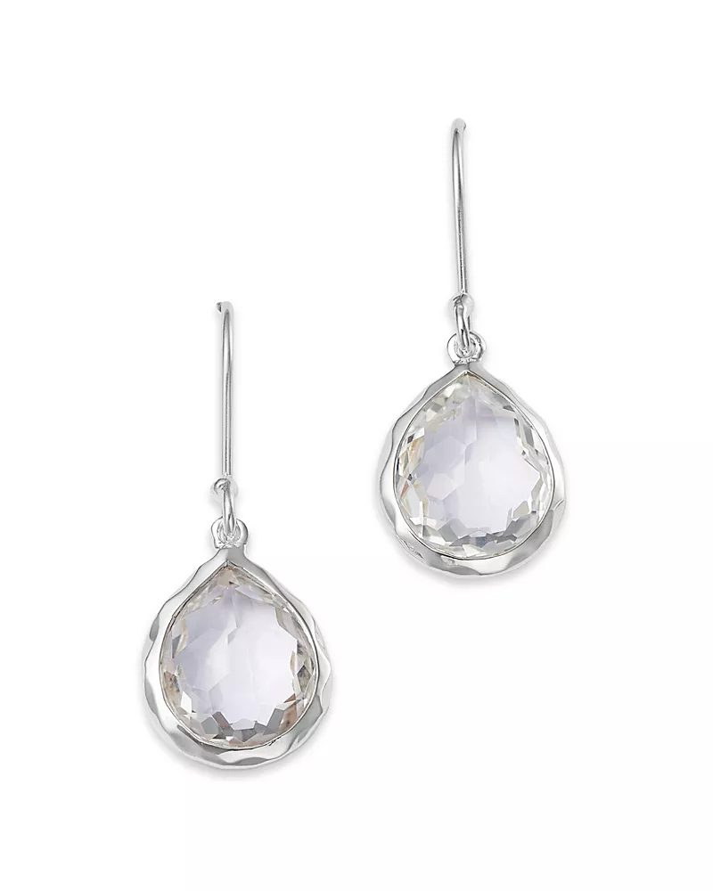 Ippolita Sterling Silver Rock Candy Teeny Teardrop Earrings in Clear Quartz