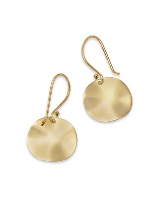 18K Gold Wavy Disc Earrings
