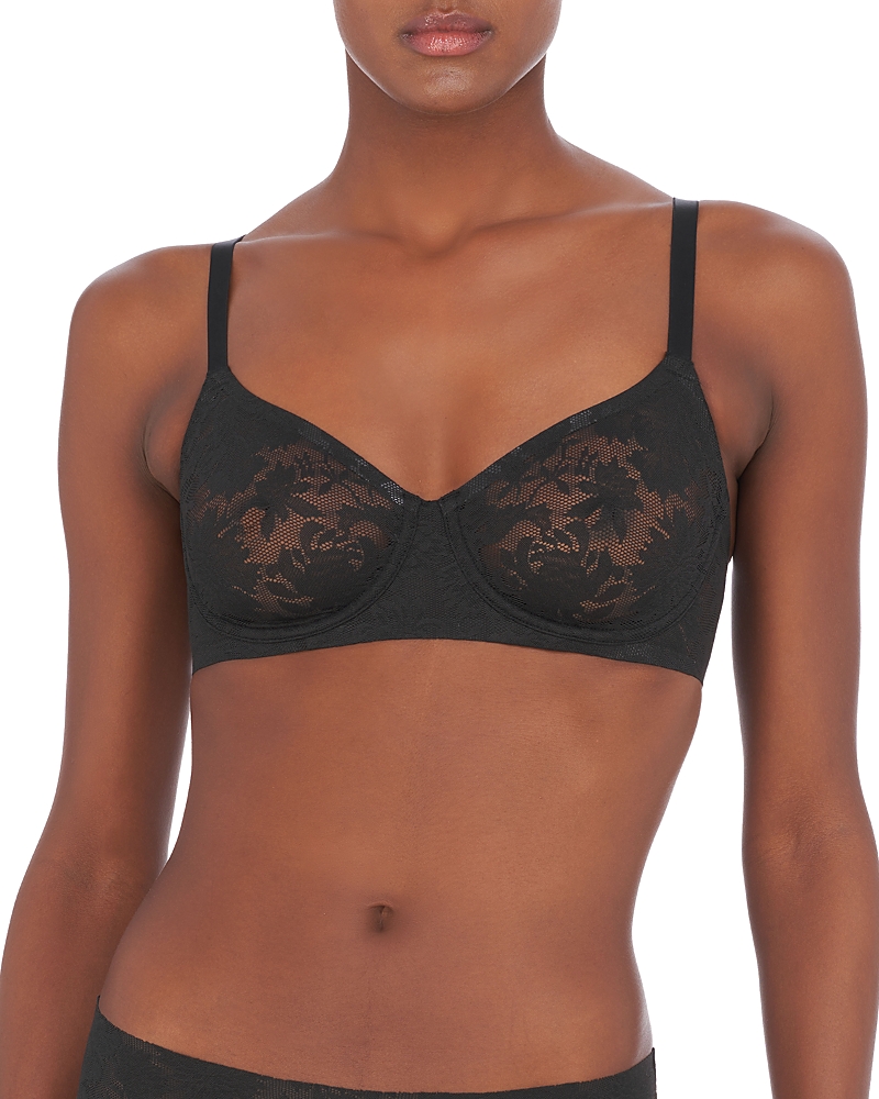 Natori Love Lace Underwire Full Coverage Plunge Bra In Black