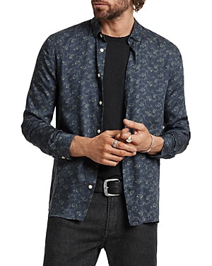 John Varvatos Ross Satin Button-up Shirt In Black