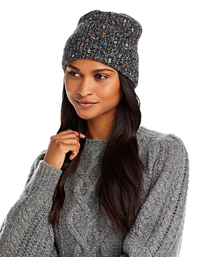 Carolyn Rowan Accessories Cashmere Sequined Beanie In Heather Charcoal