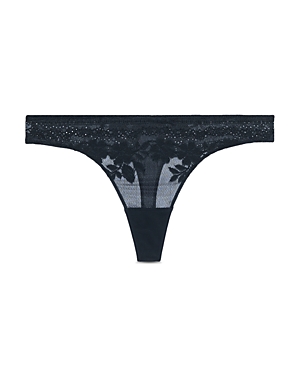 Simone Perele Heloise Lace Front Thong In Black