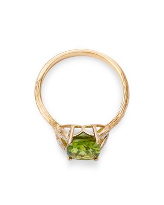 Peridot & Diamond Statement Ring in 14K Yellow Gold