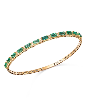 Bloomingdale's Emerald & Diamond Bangle Bracelet In 14k Yellow Gold In Green/gold