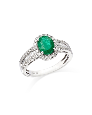 Bloomingdale's Emerald & Diamond Halo Ring in 14K White Gold