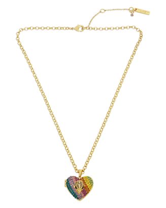 KURT GEIGER LONDON Rainbow Pavé Heart Locket Necklace, 16