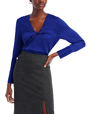 Hugo Boss Bidinta Twist Front Shirt In Open Blue