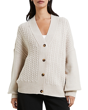 Shop French Connection Babysoft Cable Knit Cardigan In Light Oatmeal