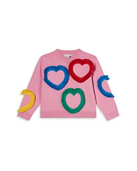 Stella McCartney - Girls' Multicolor Fringed Hearts Sweater - Little Kid