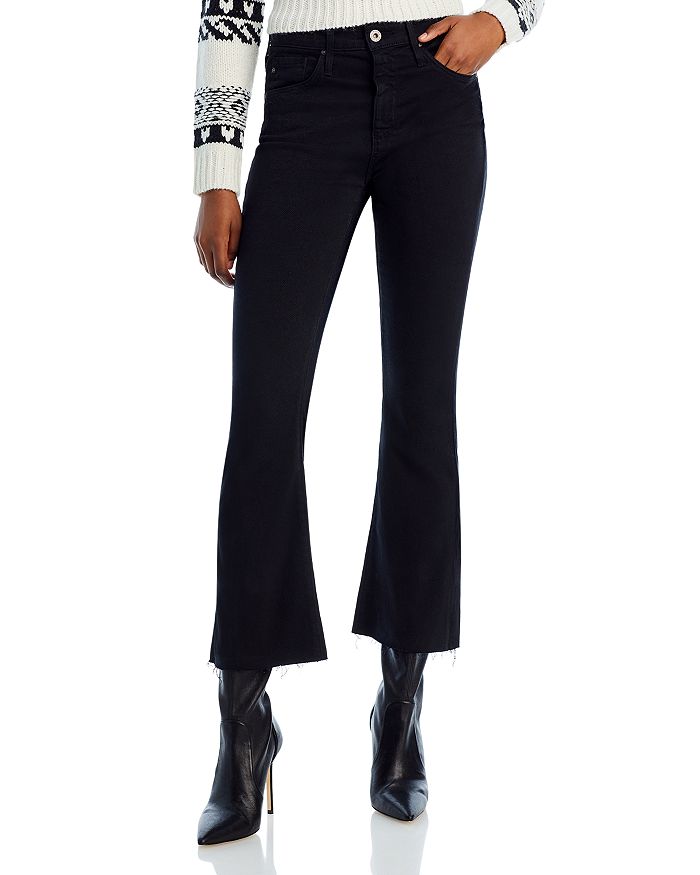 Ag Farrah High Rise Cropped Bootcut Jeans In Sulfur Black