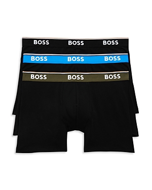 Shop Hugo Boss 3 Pk. Power Logoband Boxer Briefs In Black W/ Blue Black Green