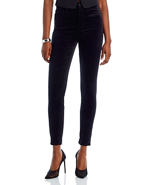 7 For All Mankind Velvet-effect Skinny Trousers In Black