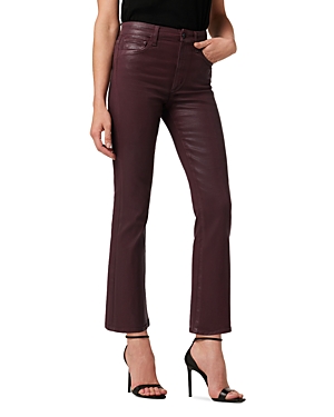 The Callie Coated High Rise Cropped Bootcut Jeans in Rum Raisin