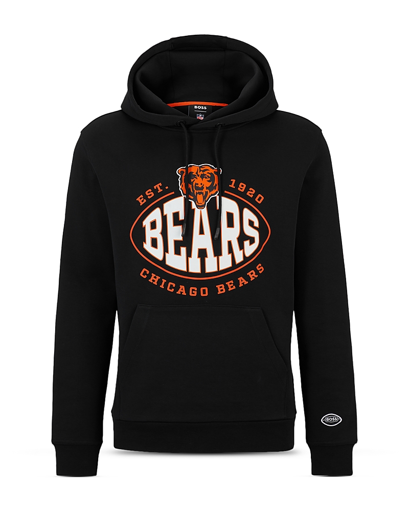 Hugo Boss Nfl Chicago Bears Cotton Blend Printed Regular Fit Hoodie In Charcoal