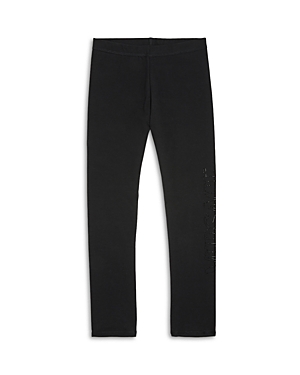Versace Crystal-embellished Logo Leggings In Black+black
