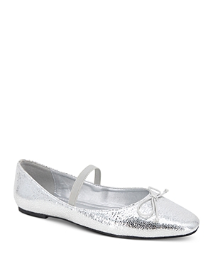 Shop Kenneth Cole Women's Myra Square Toe Slip On Ankle Strap Flats In Silver Metallic