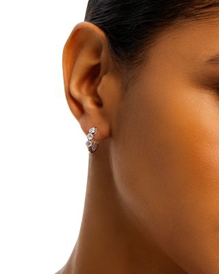 Diamond Hoop Earrings in 14K White Gold, 1.0 tcw