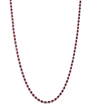 Bloomingdale's Ruby & Diamond Tennis Necklace In 14k White Gold, 17 In Red/white