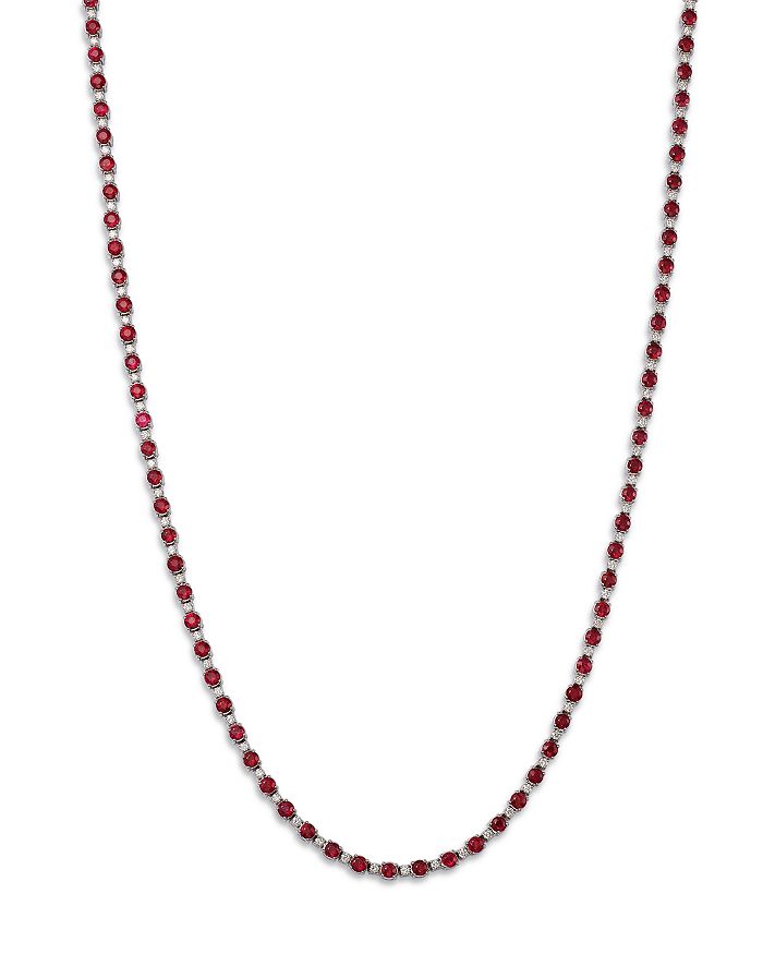 Bloomingdale's - Ruby & Diamond Tennis Necklace in 14K White Gold, 17"