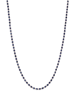 Bloomingdale's Blue Sapphire & Diamond Tennis Necklace In 14k White Gold, 17 In Blue/white