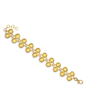22 & 24K Yellow Gold Spell Diamond Lentil Hammered Link Bracelet