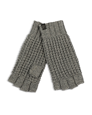 Shop Allsaints Waffle Knit Fingerless Gloves In Grey Marl