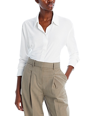Norma Kamali Pointed-collar Long-sleeve Shirt In Snow White