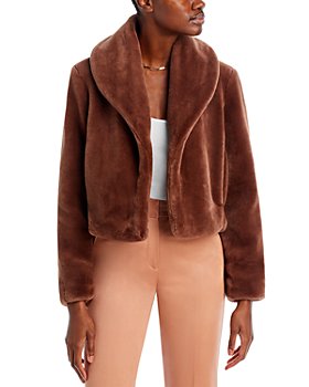 BLANKNYC] Womens Faux Fur Short Coat, Americano, X-Small-Small