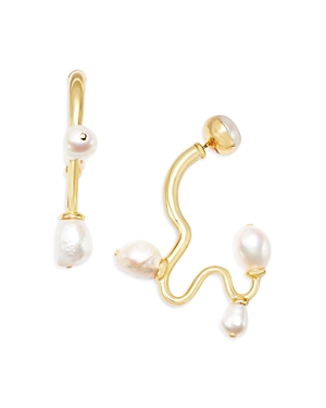 Shop Cult Gaia Cristina Cultured Freshwater Baroque Pearl Front To Back Earrings In Gold Tone In White/gold