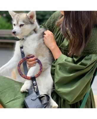 Susan Short Leather Dog Leash with Acrylic Handle