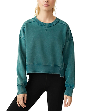 Free People Cotton Blend Intercept Pullover In Emerald Green