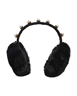 Shop Lele Sadoughi Faux Pearl Starburst Earmuffs In Black/white