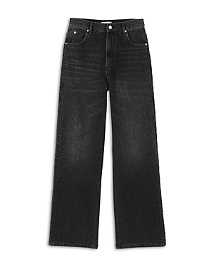 SANDRO STARMANIA HIGH RISE EMBELLISHED JEANS IN BLACK