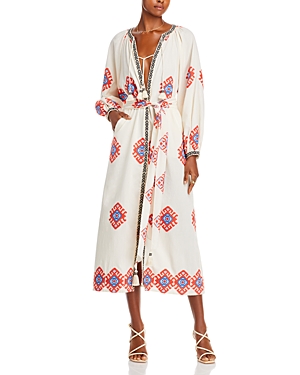 Johanna Ortiz Create Memories Tunic Dress In Ecru/red