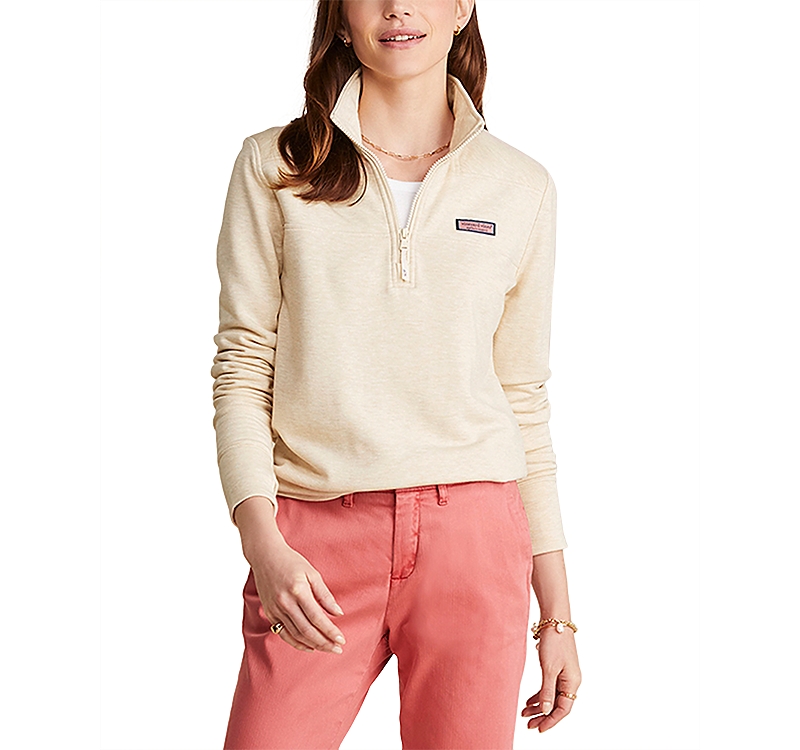 Vineyard Vines Dreamcloth Zip Up Shirt In Oatmeal