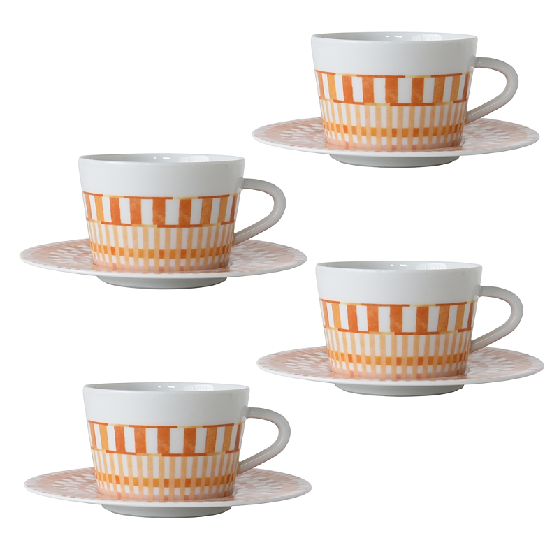 Bernardaud Terra Rosa Tea Cup & Saucer, Set Of 4 In Multi