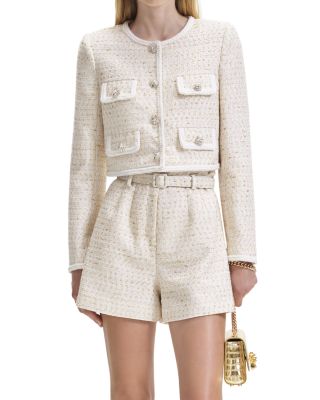 ショートパンツ SELF PORTRAIT Cream Boucle Short Cream Boucle Short Sleeve Mini Dress – self-portrait