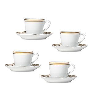 Bernardaud Pompadour Set of 4 Espresso Cups & Saucers