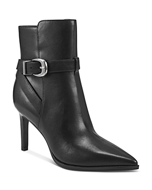 Marc Fisher Ltd Women's Rafia Pointed Toe Buckled High Heel Boots In Black