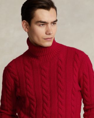 Cable Knit Wool Cashmere Turtleneck Sweater