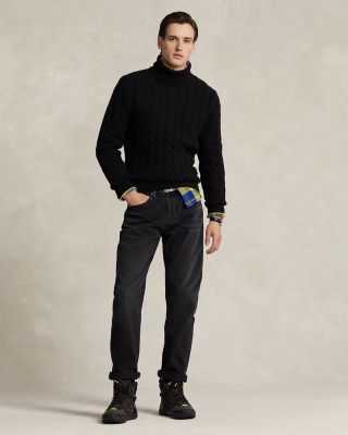 Cable Knit Wool Cashmere Turtleneck Sweater