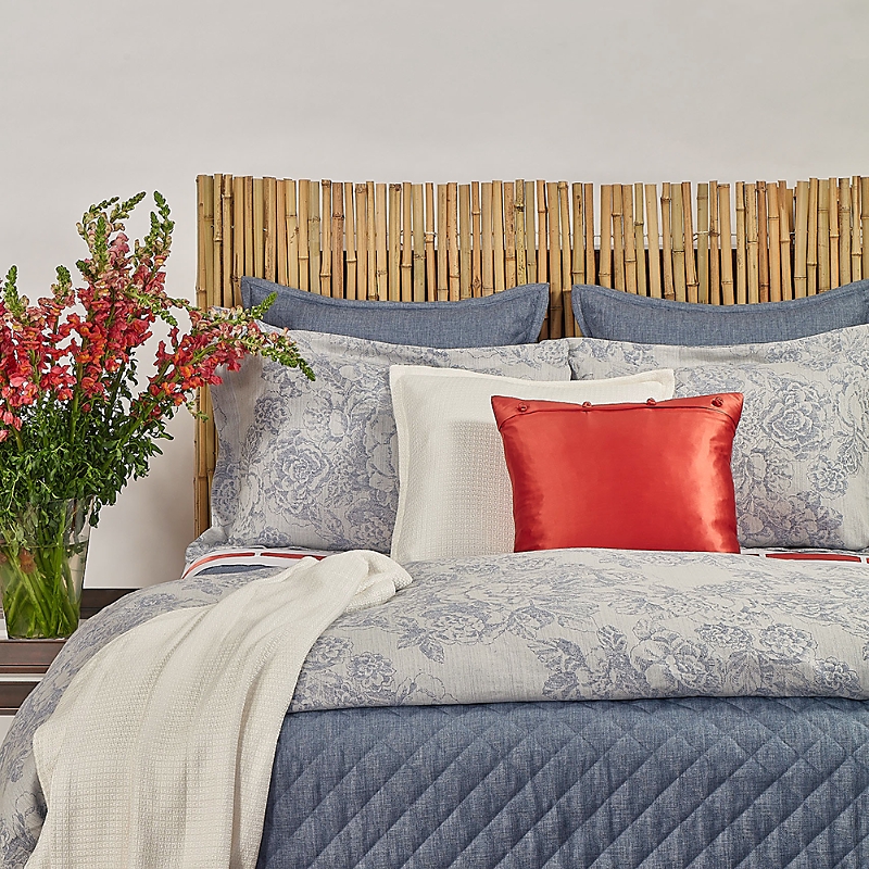 Ann Gish Faux Linen Coverlet Set, King In Stone Blue